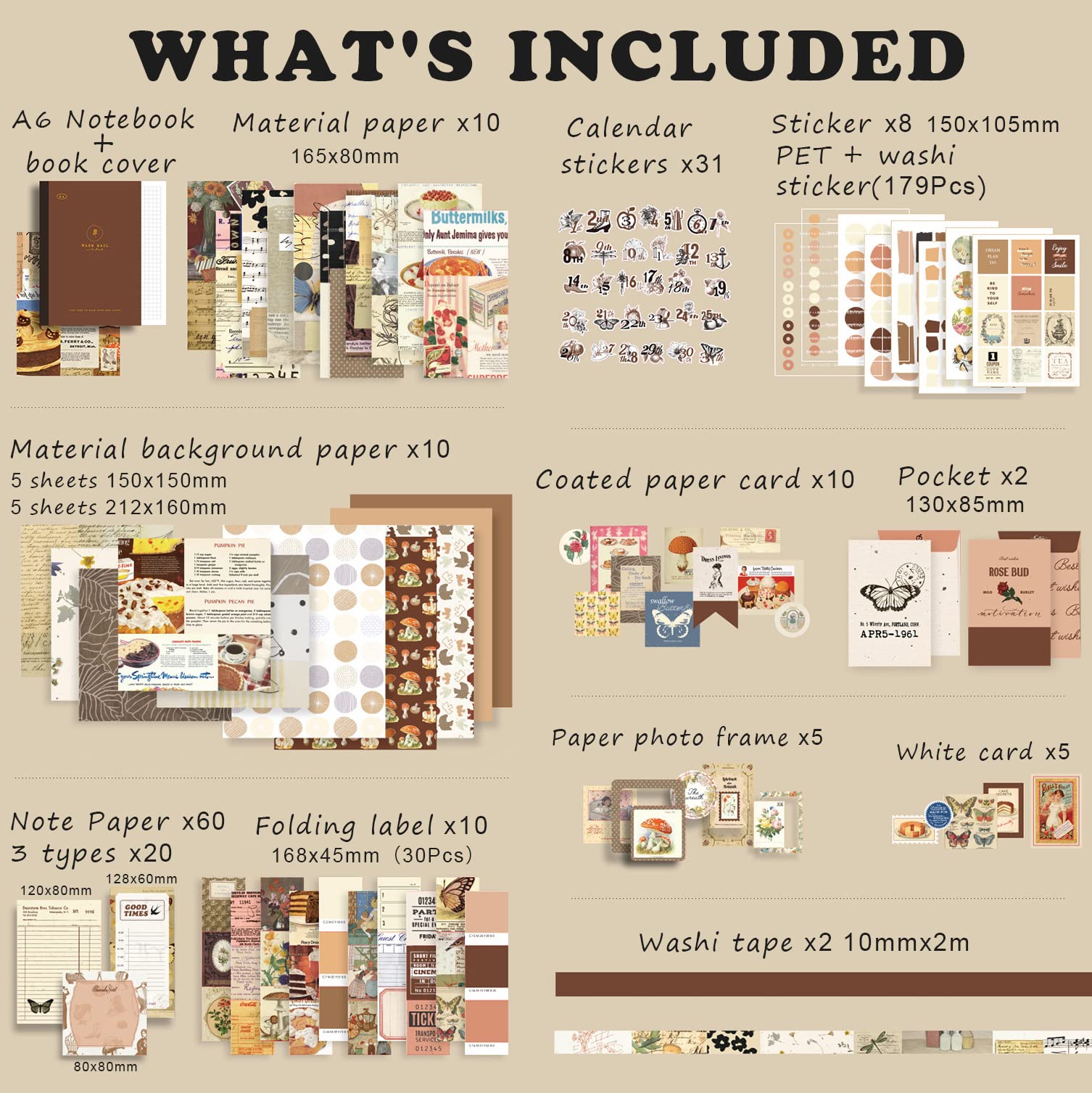 HASTHIP 346pcs Vintage Scrapbook Stickers Pack for Art Journaling Bullet Junk Journal Planners DIY Paper Stickers Craft Kits Notebook Collage Album Aesthetic HASTHIP 346pcs Vintage Scrapbook Stickers Pack for Art Journaling Bullet Junk Journal Planners DIY Paper Stickers Craft Kits Notebook Collage Album Aesthetic